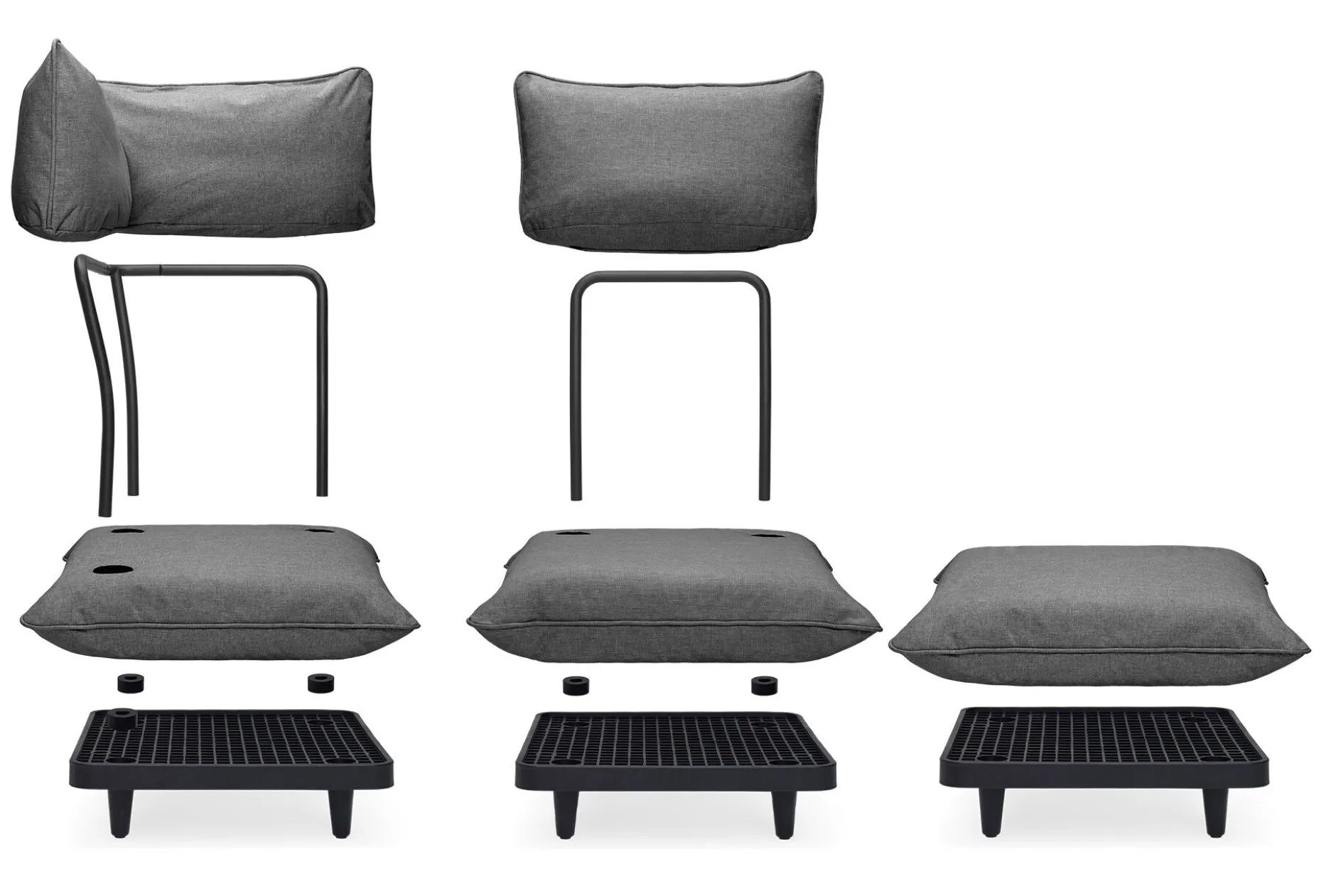 Paletti Hocker Modulare Outdoor-Hocker, grau, 100x100x45 cm