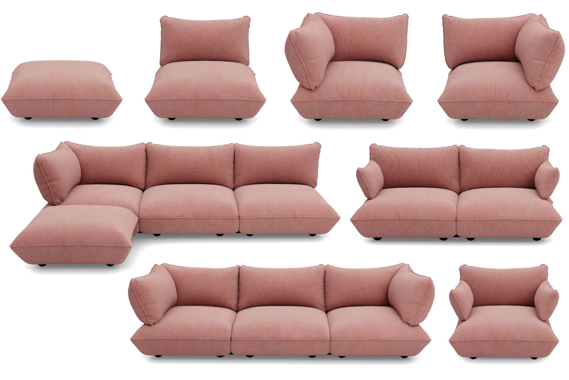 Sumo Corner Seat Left Cord Corner Seat, rosa,cm