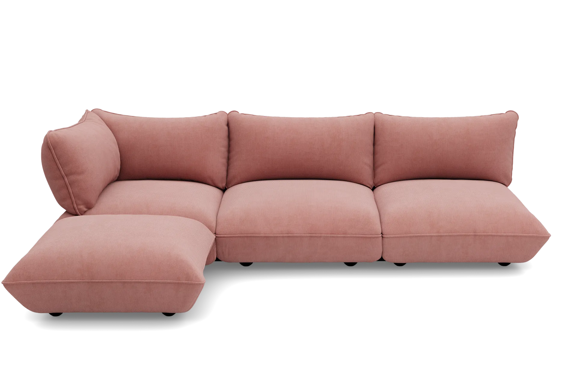 Sumo Corner Sofa Left Cord Soft Pink Modulares Indoor-Sofa, 301x108x90 cm