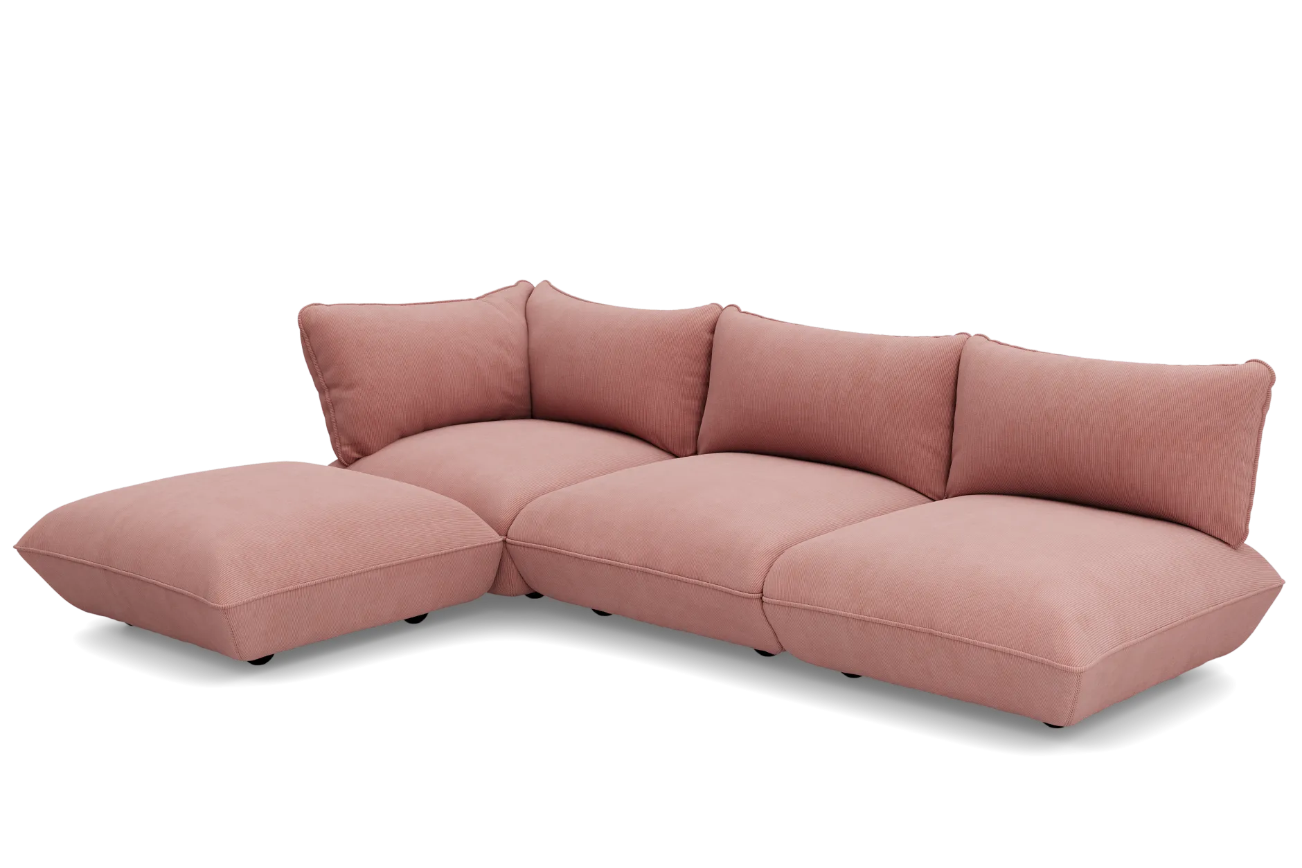 Sumo Corner Sofa Left Cord Soft Pink Modulares Indoor-Sofa, 301x108x90 cm