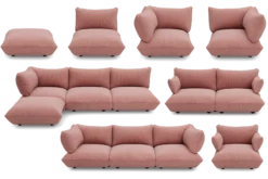 Sumo Corner Sofa Left Cord Soft Pink Modulares Indoor-Sofa, 301x108x90 cm