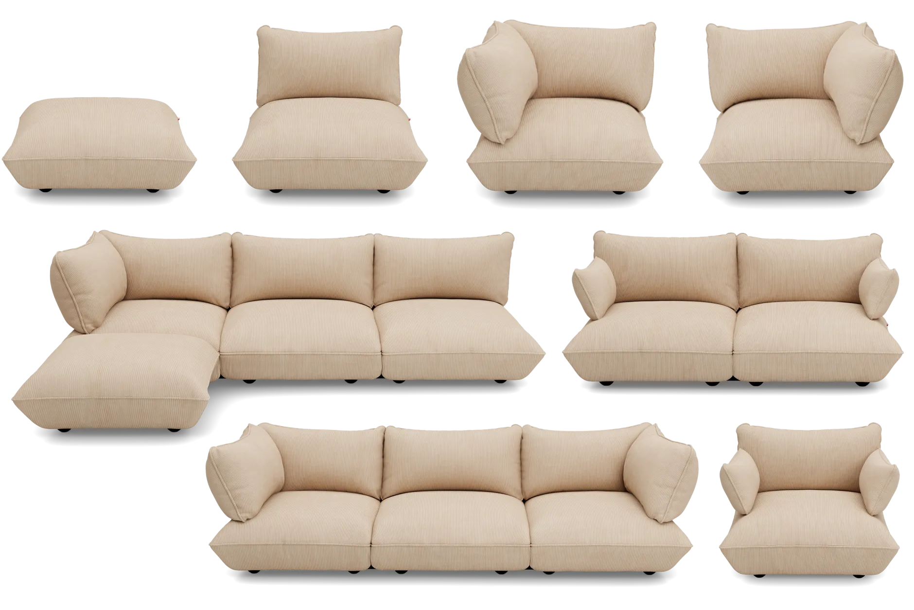 Sumo Corner Sofa Right Cord Beige Modulares Indoor-Sofa, 301x108x90 cm