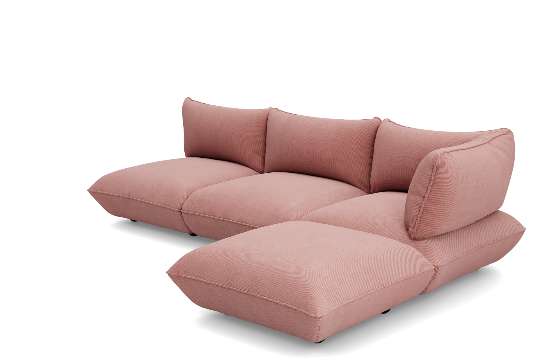 Sumo Corner Sofa Right Cord Soft Pink Modulares Indoor-Sofa, 301x108x90 cm