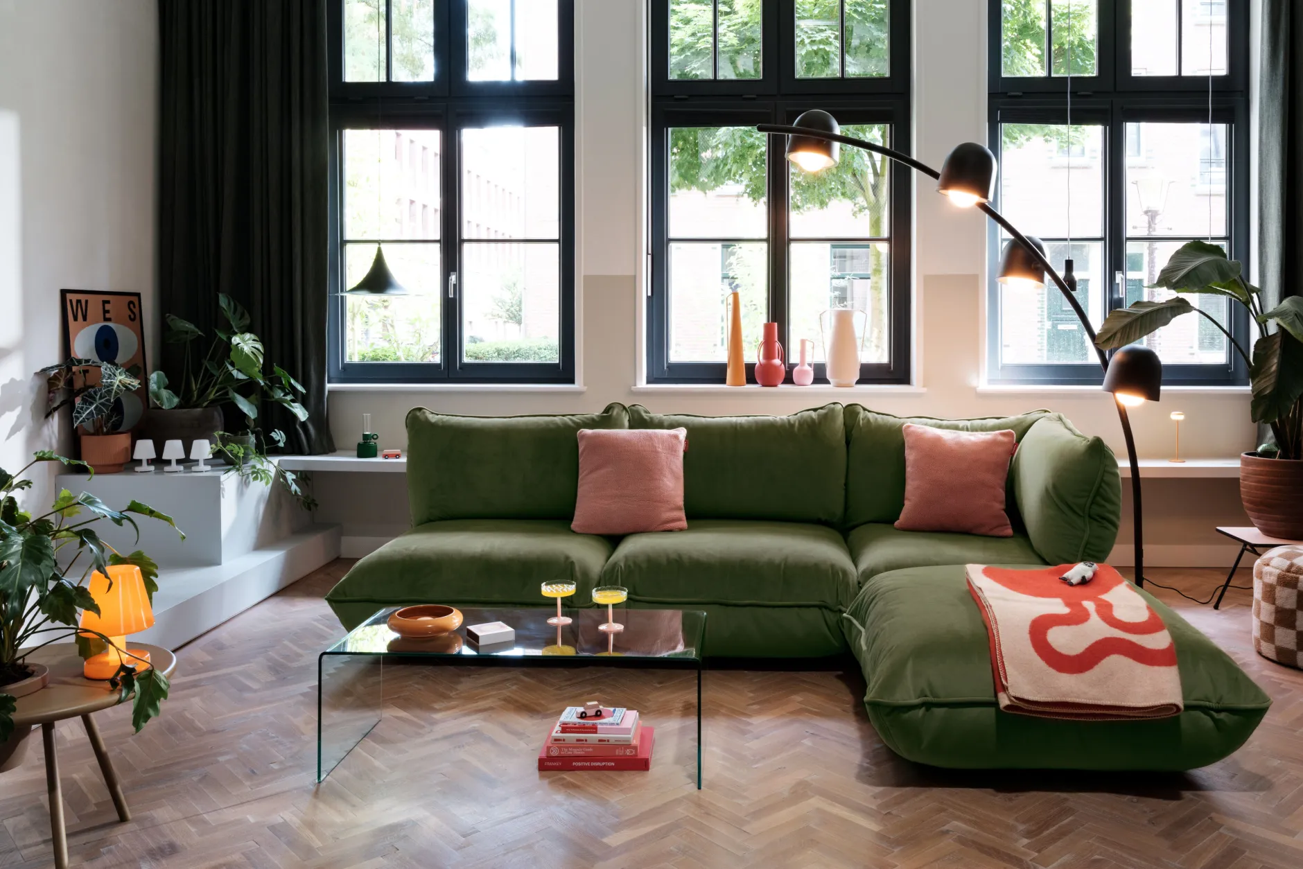 Sumo Corner Sofa Velvet Modulares Indoor-Sofa, 301x108x90 cm