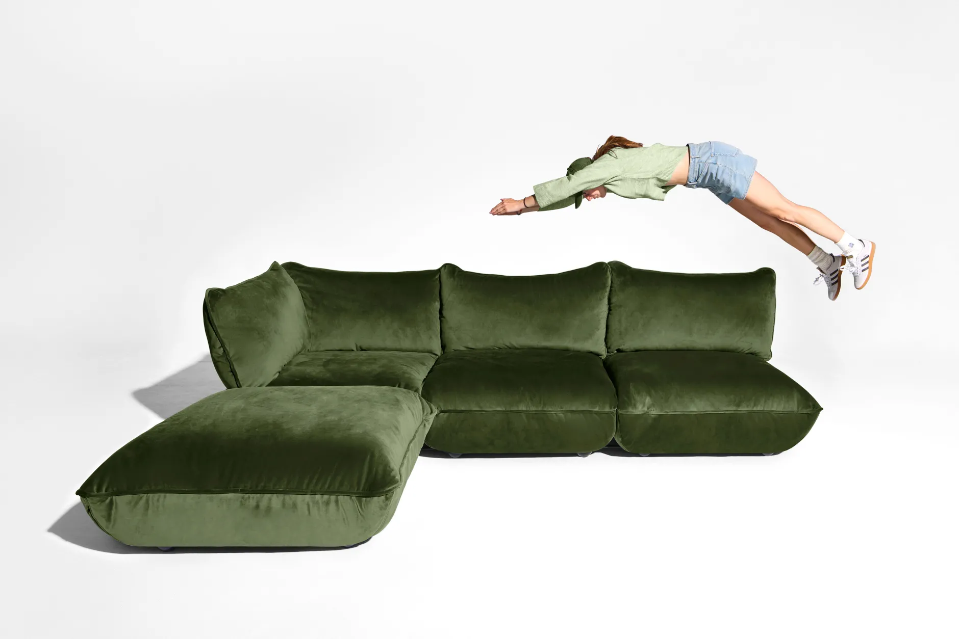 Sumo Corner Sofa Velvet Modulares Indoor-Sofa, 301x108x90 cm