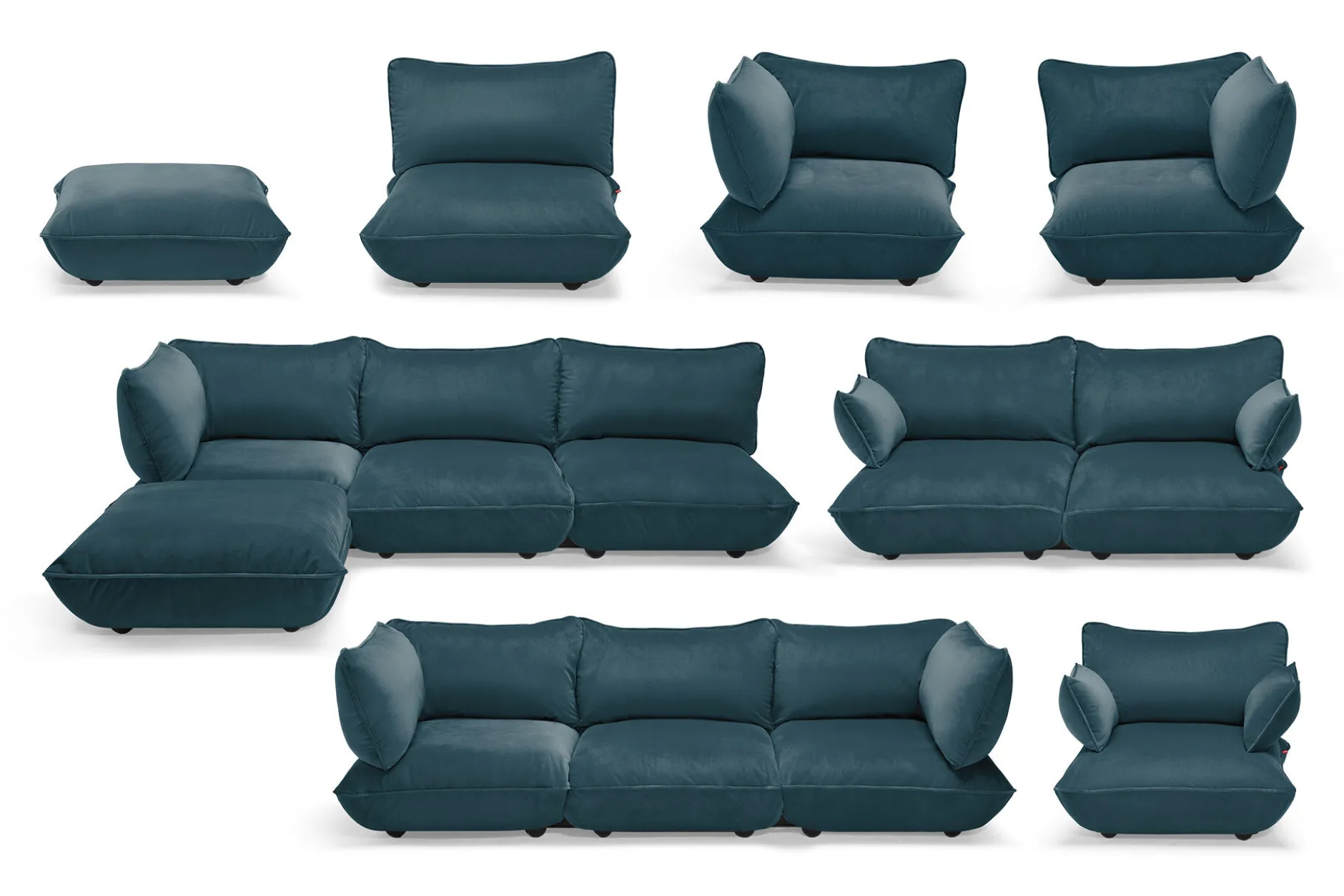Sumo Hocker Velvet Hocker, blau, 108x108x44 cm