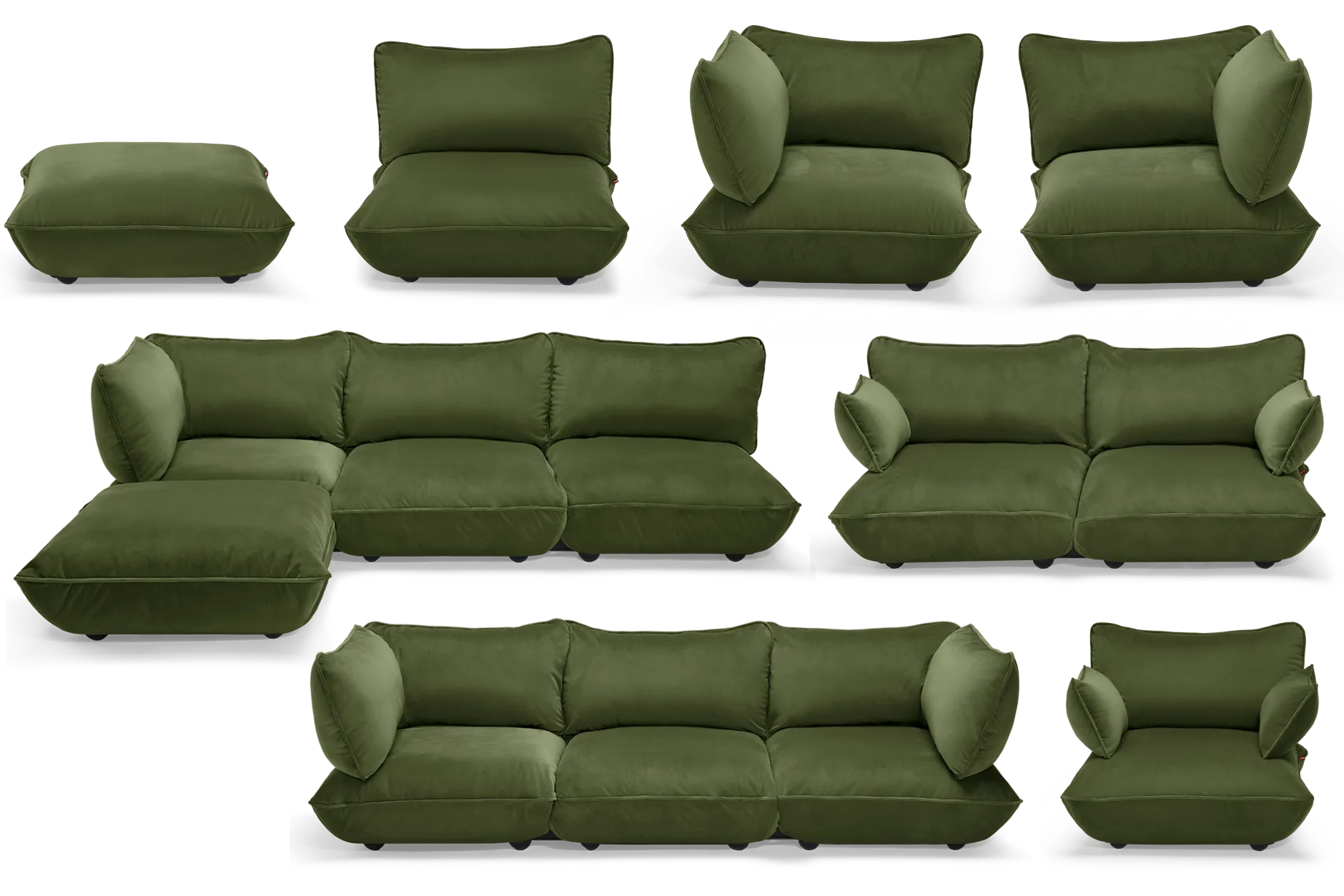 Sumo Hocker Velvet Hocker, grün, 108x108x44 cm