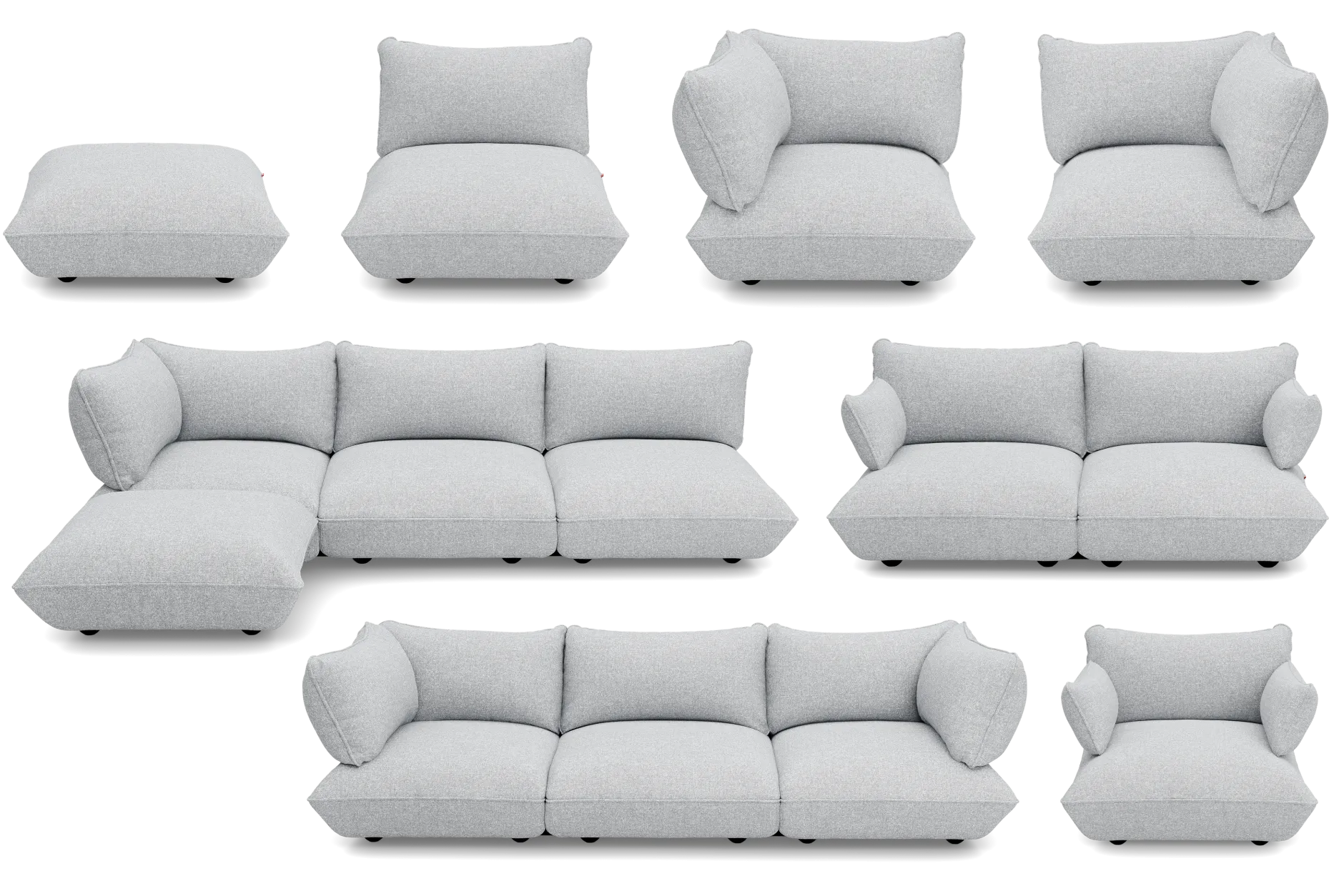 Sumo Loveseat Boucle Light Grey Melange Loveseat, 114x108x90 cm