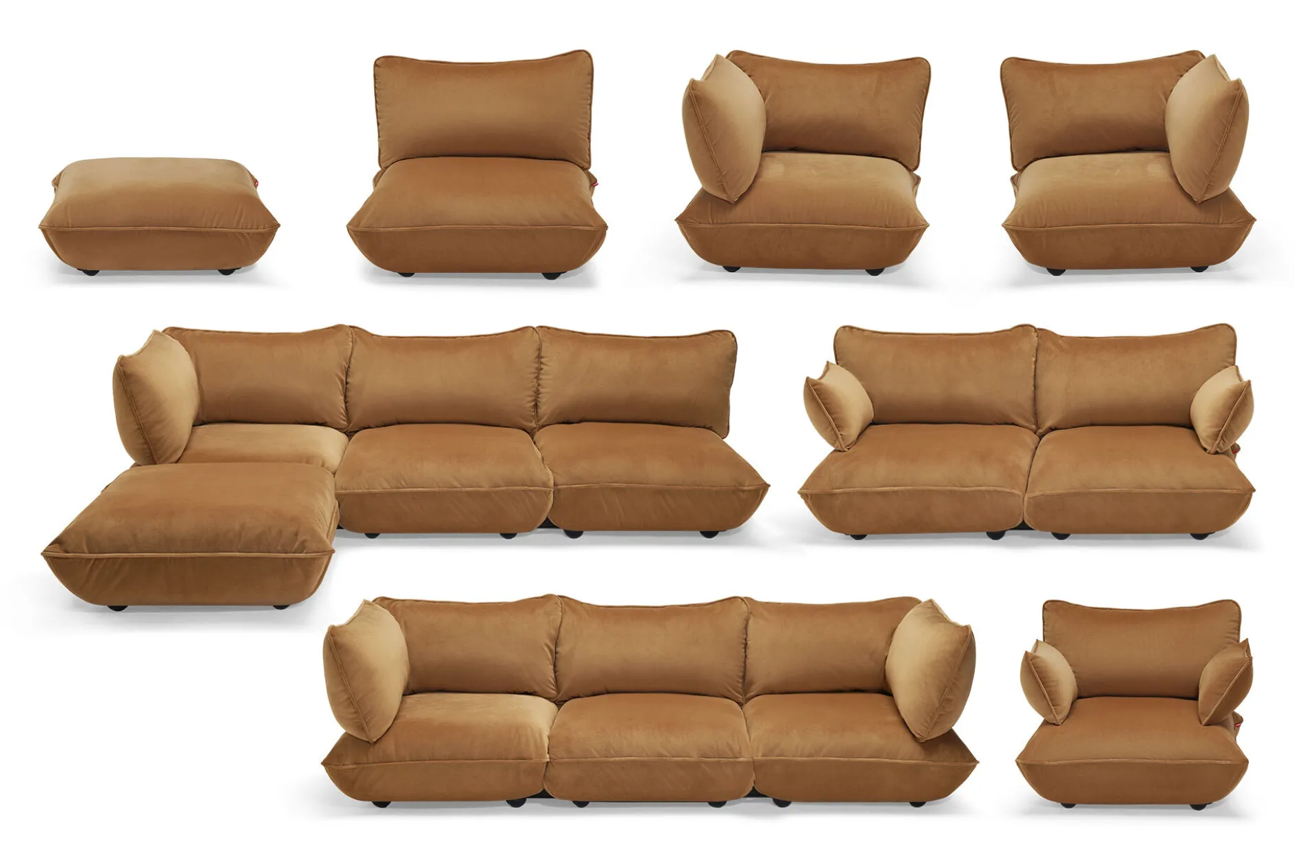 Sumo Loveseat Velvet Almond Loveseat, 114x108x90 cm