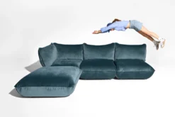 Sumo Seat Velvet Seat, blau, 108x108x90 cm