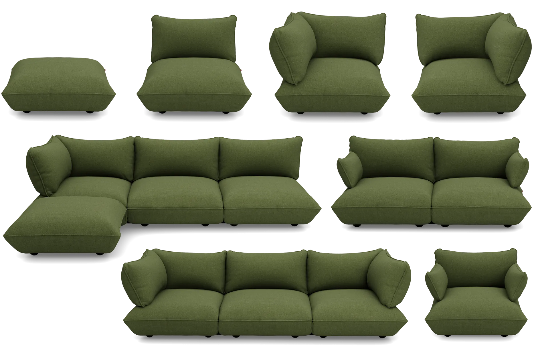 Sumo Sofa Grand Boucle Leaf Green Modulares Indoor-Sofa, 301x108x90 cm