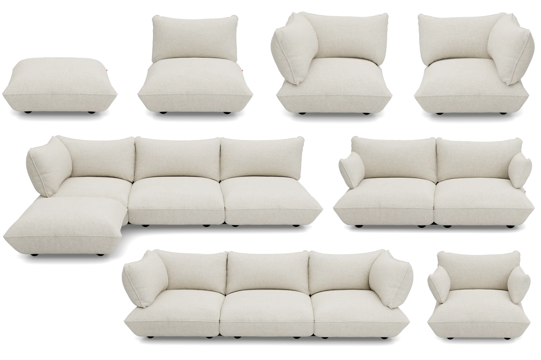 Sumo Sofa Medium Boucle Beige Modulares Indoor-Sofa, 210.5x108x90 cm